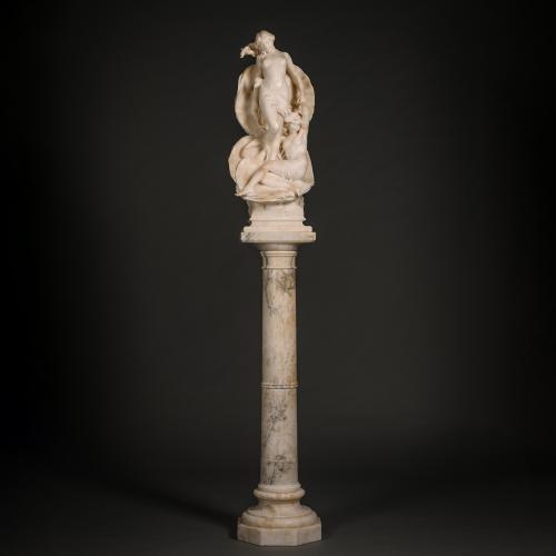Carved Alabaster Group of The Birth of Venus
