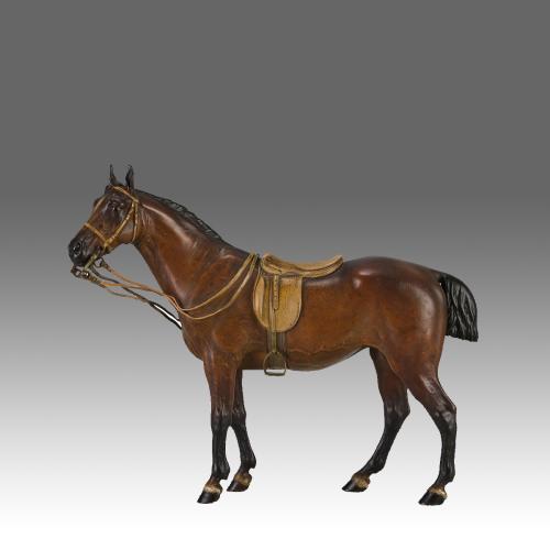 Early 20th Century Cold-Painted Bronze entitled "Saddled Horse" by Franz Bergman