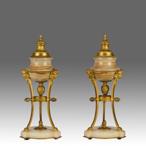 Late 19th Century French Gilt Bronze and Onyx "Ormolu Cassolettes"