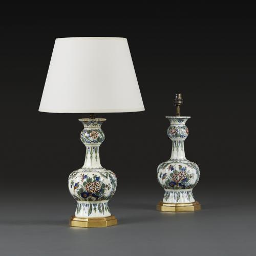 Pair of Polychrome Delft Lamps