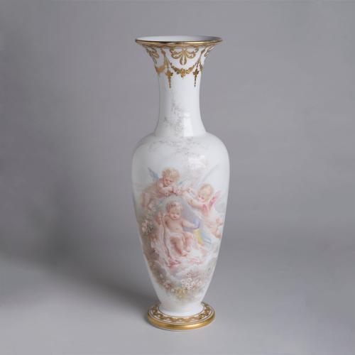 A Hand-Painted Opaline Vase by Baccarat