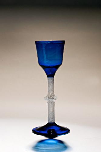 A rare wineglass with blue bowl and foot. c.1765-70