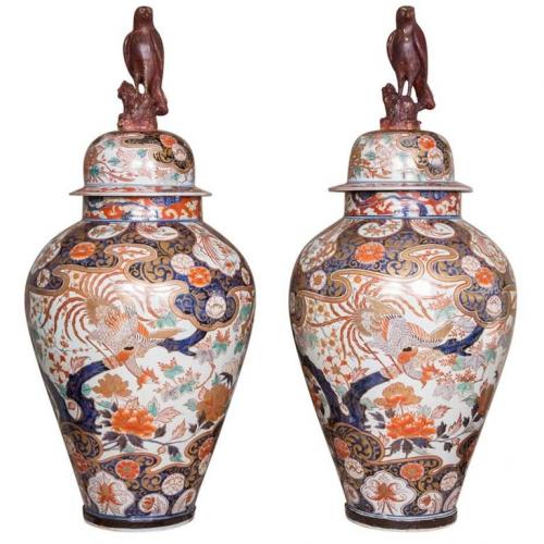 Large Pair of Japanese 18th Century Imari vases