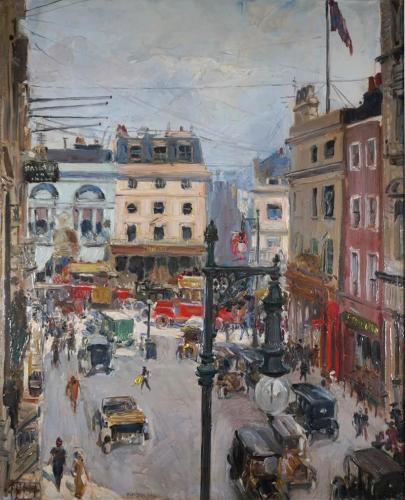 Thomas Cantrell Dugdale R.A. (1880-1952) Regent Street from Conduit Street, London.