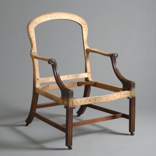 A fine George III mahogany library armchair, circa 1760.