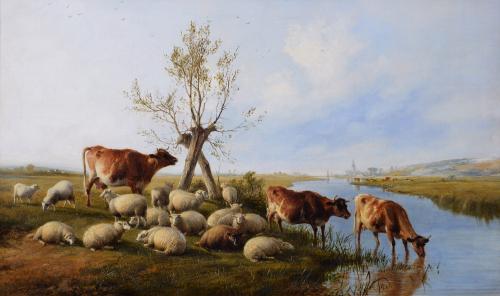 Thomas Sidney Cooper | Canterbury Meadows | oil on canvas