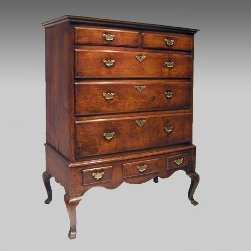 Early 18th century antique walnut chest on stand