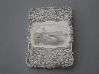 Victorian Silver "Castle-Top" Card Case Gothic Spa Scarborough