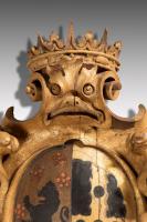 6506 James II Carved Giltwood and Polychrome-Decorated Pine Heraldic Achievement