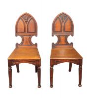 Pair of antique hall chairs