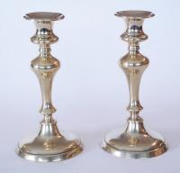 Pair of circular base brass Candlesticks