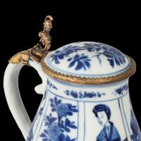 A Chinese Blue And White Gilt-Metal Mounted Mustard Pot And Cover, Qing Dynasty, Kangxi Period