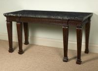 Unusual carved mahogany side table with marble top