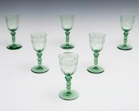 A Set of Six Early Victorian Cut and Engraved Wine Glasses