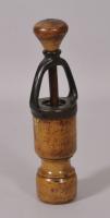 S/2277 Antique Treen Late Victorian Boxwood and Iron Corking Tube and Plunger