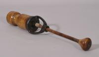 S/2277 Antique Treen Late Victorian Boxwood and Iron Corking Tube and Plunger