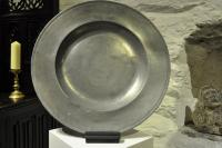 Large English Triple Reeded Pewter Charger. By John Howard. Circa 1680