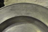 Large English Triple Reeded Pewter Charger. By John Howard. Circa 1680