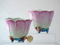 Qianlong Moulded Porcelain Lotus cups with Over Glaze decoration