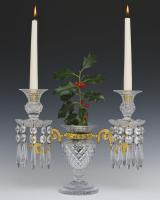 An Unusual Pair of Regency Ormolu Mounted Cut Glass Vase Candelabra, English Circa 1820