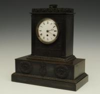 BRONZE REGENCY MANTLE CLOCK, English, Circa 1830