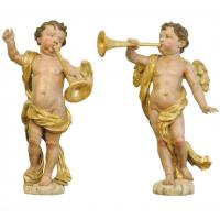 Pair of Trumpeting Angels, Italian, Circa 1700