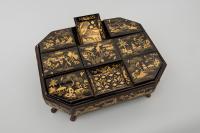A Set of Fine Armorial Mother of Pearl Counters and a Grand Matching Armorial Lacquer Box