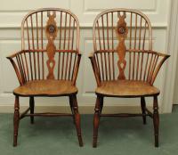 Fine Pair of Thames Valley Yew Tree Windsor Armchairs, English, Circa 1800