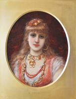 Portrait oil painting of young woman by Émile Eisman-Semenowsky