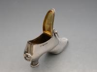 Victorian Novelty Silver Registered Design Shoe Bonbonniere & Seal. By E H Stockwell, London, 1873. 