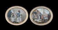 Pair of Chinese export reverse glass paintings