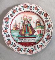 Dutch-decorated English Creamware Plate,  Onse Live Vrouw Tot Kevelaar (Our Lady to Kevelaar), Circa 1765-85.