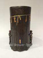 Japanese bronze vase of a large Cedar tree, by Miyao 