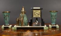 French Art Deco Clock Garniture