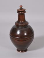 S/2720 Antique Treen 19th Century Lignum Vitae Flask