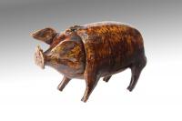 Naive Folk Art Sussex Pig from the Belle-Vue Pottery Rye, Circa 1870.