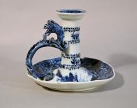 Chinese Export Blue & White Porcelain Chamberstick, Circa 1780.