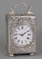 Drocourt, Paris: A silver carriage clock with Macrea case