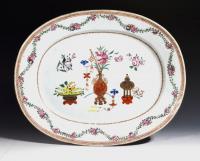 Chinese Export Oval Porcelain Famille Rose Dish, Circa 1765-75.