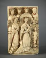 Relief with the Adoration of the Magi  Alabaster, with original polychrome and gilding  England, Nottingham, 15th century