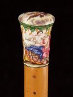 A fine example of a knop-shaped enamel handled cane_f