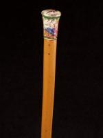 A fine example of a knop-shaped enamel handled cane_g