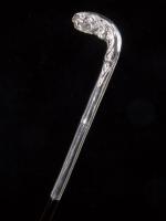 Art Noveau silver handled L-shaped cane with stylised head of a Maiden_d