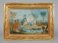 Pair of French capriccio gouache and watercolour pictures dated 1742