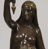 A Pair of Figural Porte-Lumières, Cast by Barbedienne from the celebrated Armand Toussaint Models