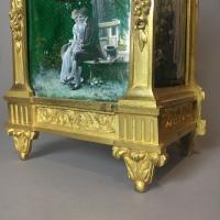 A Fine Louis XVI Style Gilt-Bronze and Green Enamel Mantel Clock