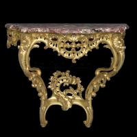 A Pair of Louis XV Style Giltwood Console d'Appliques