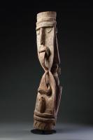 Papuan New Guinea Kambot Keram River Janus Headed Figural Wooden House Post