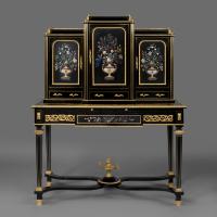 A Louis XVI Style Pietre Dure Mounted Writing Table, Retailed by Edwards & Roberts ©AdrianAlanLtd