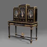 A Louis XVI Style Pietre Dure Mounted Writing Table, Retailed by Edwards & Roberts